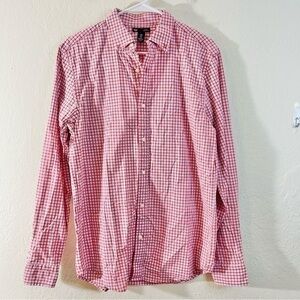 Gap Slim Fit Plaid Long Sleeve Button Down Shirt Men Size Medium Red/White